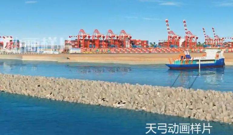 填海施工工程动画